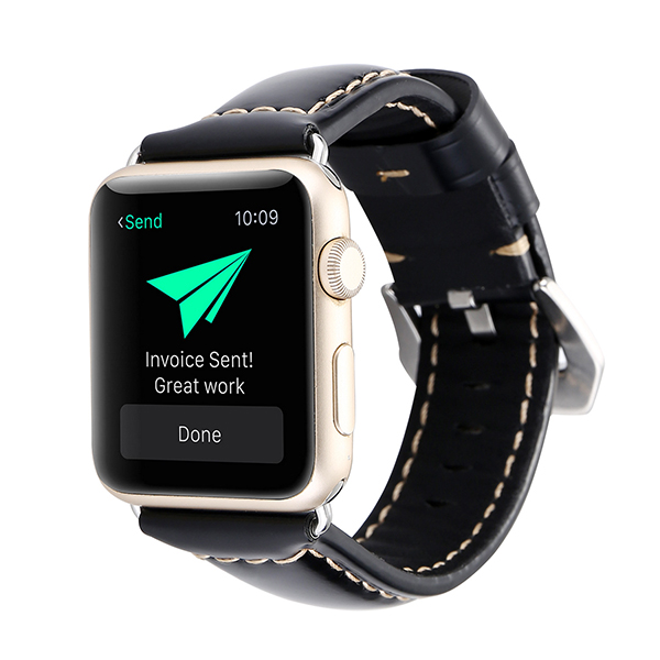 Black Leather Apple Watch Band