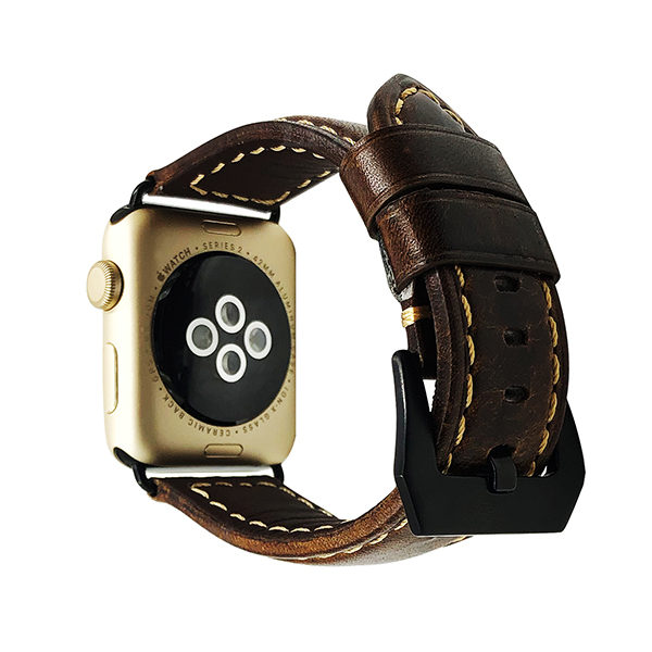 Vintage Leather Apple Watch Band Dark Brown