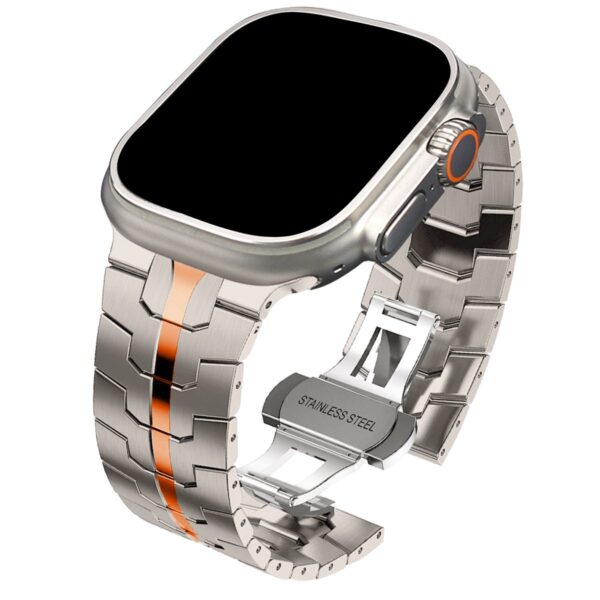 New Stainless Steel Apple Watch Band - Titanium Orange