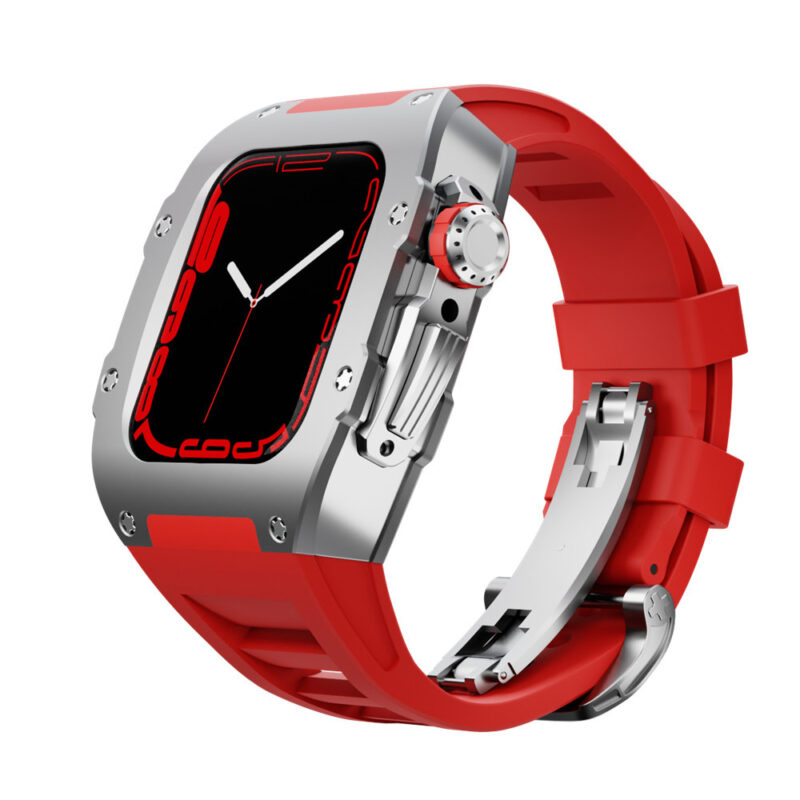 Stainless Steel Silicone Apple Watch Band - The King - Red